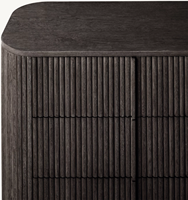 Commode moderne à 6 tiroirs en bois clair à grain vertical pour le rangement du salon et de la chambre