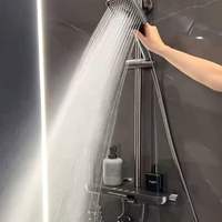 Ensemble de robinetterie de douche murale gris, chaud et froid, pour salle de bain, style piano
