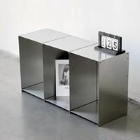 Meuble modulaire en acier inoxydable, style industriel, texture brossée minimaliste, table de rangement, table de chevet, table basse, combinaison libre