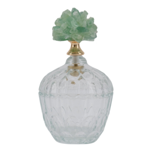 Pot de rangement rond en verre sculptural avec couvercle orné de cristaux pour la décoration du salon, objet de décoration moderne pour la maison - Product Image 1