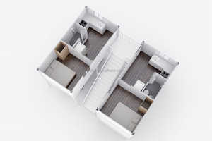 Maison modulaire préfabriquée à 2 étages de 20 pieds avec abri pour voiture et 2 unités de vie indépendantes, structure en acier Q355B, assemblage rapide - Product Image 5