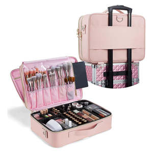 Maleta <span class=keywords><strong>de</strong></span> <span class=keywords><strong>Maquillaje</strong></span> <span class=keywords><strong>Profesional</strong></span> Impermeable con Múltiples Compartimentos y Compartimento para Brochas, Estuche <span class=keywords><strong>de</strong></span> Cosméticos para Artistas, para Almacenamiento en Escenario y Estudio - Product Image 2