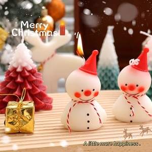 Velas Aromáticas con Forma de Muñeco de Nieve, Cera de Soja Mixta, Decoración Navideña, Ambiente Cálido para el Hogar - Product Image 1