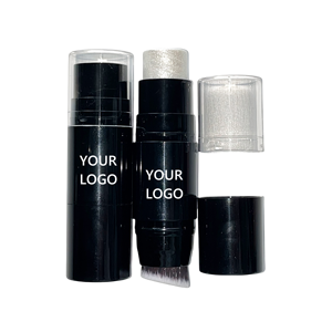 Venta caliente logotipo personalizado vegano y libre de crueldad maquillaje Etiqueta Privada cosmético doble cabeza resaltador palo con cepillo - Product Image 1