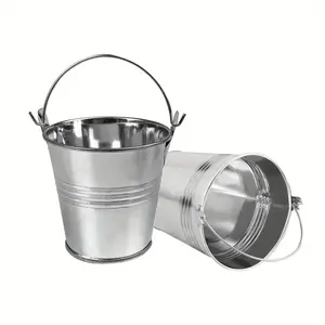 Mini Metal Silvery Bucket Eco-friendly Small Tinplate Bucket Tin Pail Containers Decorative Storage Buckets With Handle