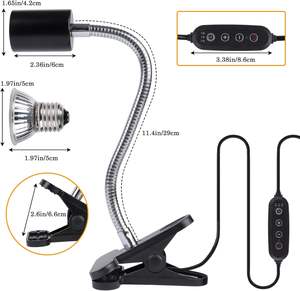 Reptielenwarmtelamp Met Klem, Aquariumschildpadtank Die Licht Koestert Met 360 ° Draaibare Timing En Dimmen Voor Schildpadhagedis - Product Image 2
