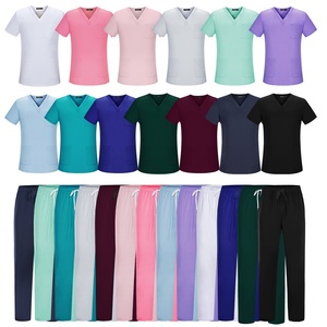 Set Divisa Medica Personalizzata in Tessuto Traspirante Poliestere-Cotone, Unisex, Tinta Unita o Multicolore, Manica Corta per Infermieri e Dottori - Product Image 1
