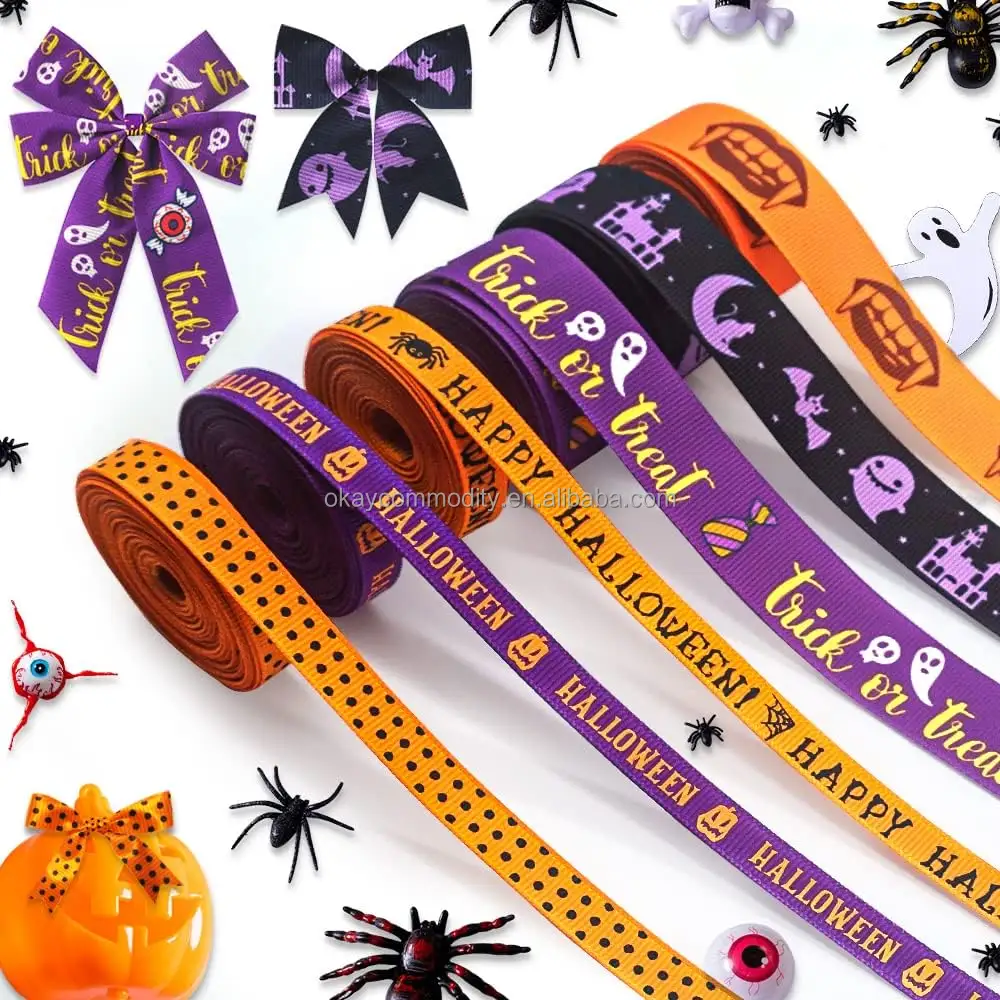 Được Được Hạnh Phúc Halloween Boo Từ Spider Ma 7/8 Inch In Grosgrain Ribbon Cho Món Quà Tùy Chỉnh Ribbon