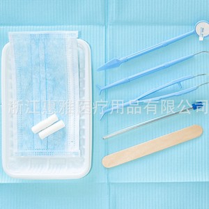 Kit d'examen buccal jetable, ensemble d'instruments dentaires 9 pièces avec miroir, sonde et forceps pour adultes, couleur bleue - Product Image 1