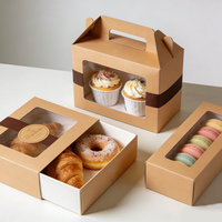 Boîtes à pâtisserie Epack marron et blanches avec fenêtre, petites boîtes à biscuits, macarons, gâteaux, pâtisseries, boîtes en papier kraft pour cupcakes