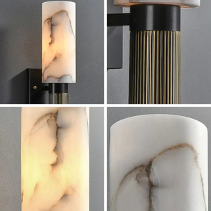 Lámpara de Pared Moderna Italiana para Hotel, Villa, Iluminación de Pasillo, Tubo Cilíndrico de Alabastro Natural, Latón Moderno, Lámpara de Pared de Alabastro Estilo <span class=keywords><strong>Riviera</strong></span> - Product Image 6