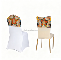 Housse de chaise extensible personnalisée avec logo imprimé, design coloré Moseb d'Éthiopie, en tissu extensible pour chaise de salle à manger et de banquet