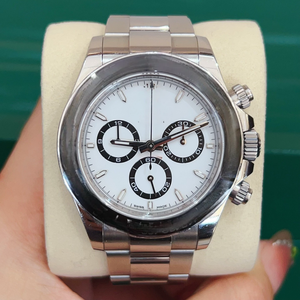 Reloj cronógrafo automático de dos tonos para hombre, esfera negra y dorada, bisel de cerámica, luminoso, resistente al agua hasta 10 ATM, acero inoxidable, informal, de negocios - Product Image 1