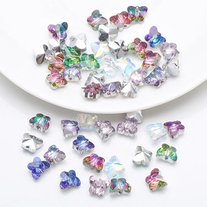 Zhubi Borealis 8MM cuentas de cristal de <span class=keywords><strong>mariposa</strong></span> para Collar Cuentas colgantes de cristal trasero de plata para la fabricación de joyas - Product Image 1