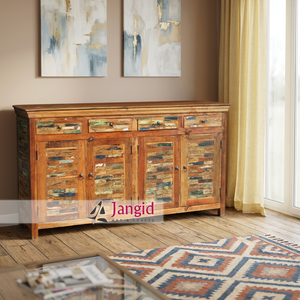 Meuble de rangement vintage en teck recyclé pour salon, meuble indien pour chambre d'hôtel ou ferme - Product Image 6