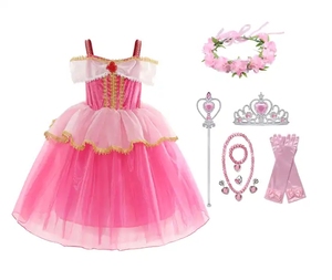 <span class=keywords><strong>Belle</strong></span> <span class=keywords><strong>au</strong></span> <span class=keywords><strong>bois</strong></span> <span class=keywords><strong>dormant</strong></span> princesse Aurora Costume filles fête d'anniversaire habiller hors épaule dentelle cadeau de noël tenues de fête fantaisie - Product Image 2