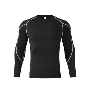 Vente directe d'usine, haut à manches longues pour homme, plusieurs styles, extensible, doublé en polaire, design sans couture, pour l'entraînement en salle de sport, athlétique - Product Image 3