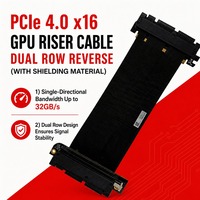 Kabel Riser PCIe 4.0 X16 Double Row Double Reverse 64GB/s dengan Pelindung Terbungkus Inti Berlapis Perak untuk Pemasangan GPU Vertikal PC