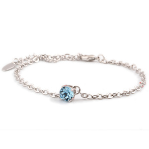 Fashion Chain <b>Bracelet</b> Blue <b>Crystal</b> 17cm+3cm Zinc Alloy Gift Jewelry for Women - Product Image 5