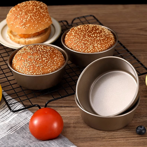 Prensa de <span class=keywords><strong>hamburguesas</strong></span> de 4 pulgadas, <span class=keywords><strong>Mini</strong></span> pan de perro caliente, bollo de hamburguesa para hornear queso Fromage, plato redondo para asar, <span class=keywords><strong>molde</strong></span> para pastel - Product Image 5