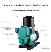 Pompe de surpression d'eau chaude et froide mini 220V entièrement automatique pour usage domestique, en fonte, intelligente, auto-amorçante, pour l'eau du robinet en conduite
