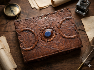 <b>Book</b> of Spells Leather Journal Deckle Edge Paper Grimoire Third Eye Vintage Leather Journal <b>Book</b> of <b>Shadows</b> - Product Image 5