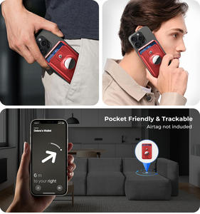 Эксклюзивный магнитный кошелек-трекер для AirTag с GPS, с сильным магнитом N52, блокировкой <span class=keywords><strong>RFID</strong></span> для ID-карт и кредитных карт, 5 дюймов - Product Image 3