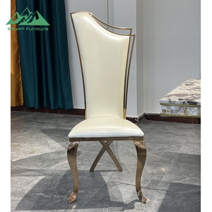 <span class=keywords><strong>Sedia</strong></span> da Matrimonio di Lusso Wayon in Acciaio Inox Dorato con Schienale Alto Ondulato e Gambe Cabriole in Pelle <span class=keywords><strong>Bianca</strong></span> - Product Image 2