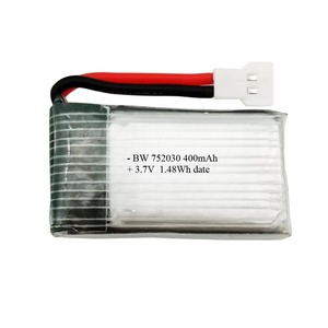 헬리콥터 쿼드콥터 용 BW <span class=keywords><strong>Lipo</strong></span> 752030 <span class=keywords><strong>3.7V</strong></span> <span class=keywords><strong>400mAh</strong></span> 25C 고속 리튬 이온 폴리머 배터리 - Product Image 1