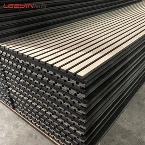 Panel Acústico de Listones SANYUAN para Uso en Hoteles, Hogares y Oficinas, Paneles de Pared Removibles de Madera con Diseño 3D Negro, Ecológicos, NRC 1.1 - Product Image 1