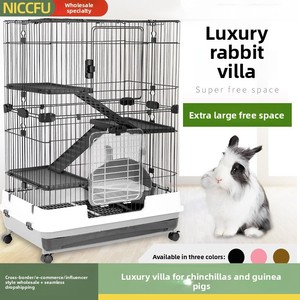 Cage à lapin anti-éclaboussures NC80/100cm, cage rectangulaire double couche en fil métallique pour cobayes Totoro, villa <span class=keywords><strong>de</strong></span> luxe pour <span class=keywords><strong>animaux</strong></span> <span class=keywords><strong>de</strong></span> <span class=keywords><strong>compagnie</strong></span> - Product Image 2