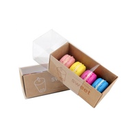 Boîte à dessert en papier kraft brun personnalisée, boîte à macarons, boîte à biscuits avec fenêtre de visualisation