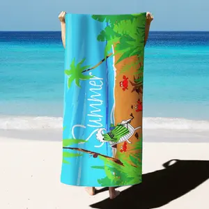 250gsm custom terry microfiber printed towel beach swim pool private label beach towel mat