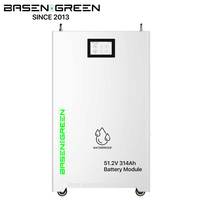Batterie au lithium LiFePO4 LFP Basen Green IP65 48V 51.2V 314Ah 16kWh, cellules de qualité A, étanche pour extérieur, Wi-Fi, Bluetooth, 8000 cycles