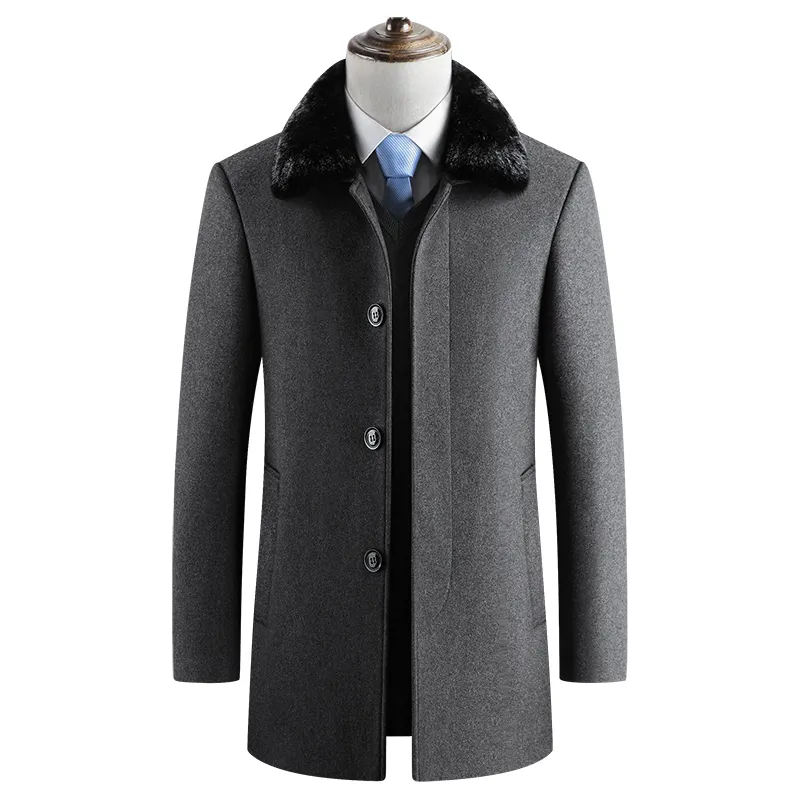 2021 Autumn Men Casual Slim Fit Woolen Coat High Quality Trench Coats