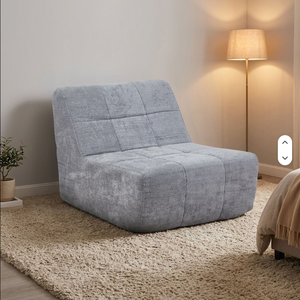 Fauteuil inclinable gris en tissu, chaise longue individuelle rembourrée pour salon et chambre à coucher - Product Image 6