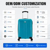 Ensemble de bagages à roulettes ABS OEM ODM, couleur turquoise, 3 pièces, valises rigides, sacs de voyage 20, 24, 28 pouces pour les distributeurs, fournisseur de logo personnalisé
