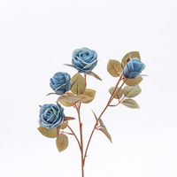 Vente en gros de roses artificielles à tige unique de haute qualité Real Touch à 4 têtes pour la décoration florale intérieure et extérieure