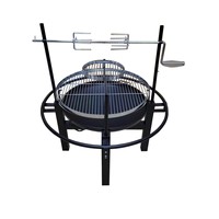 Barbecue multifonction moderne d'extérieur en fer galvanisé avec finition émail porcelaine, rôtissoire, foyer et chariot à 2 niveaux