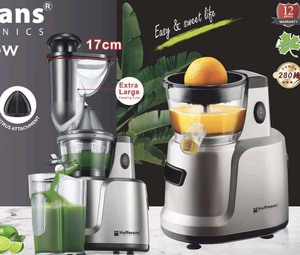 Extracteur de jus lent Hoffmans HM-638 2-en-1, 280W haute puissance, presse à froid, goulotte d'alimentation large de 77 mm, pour le marché du Ghana et du Togo, 220V, professionnel - Product Image 4