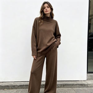 Set di Abbigliamento Invernale per Donne Musulmane, Maglione Oversize Casual in Tinta Unita, Completo in <span class=keywords><strong>Maglia</strong></span> per Loungewear - Product Image 2