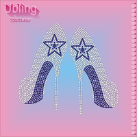 Transfert thermocollant écologique à strass en verre brillant pour talons hauts, motif de transfert pour T-shirt, faible MOQ