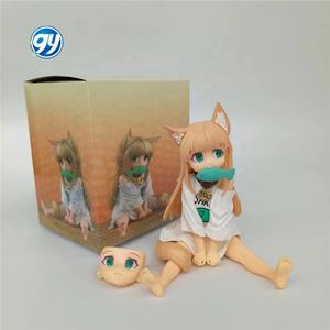 Statuetta in Polvere di <span class=keywords><strong>Kinako</strong></span>, Gattina in Posa Seduta che Mangia Pesce, Modello 2D, Ornamento da Collezione per Scrivania e Case del Computer - Product Image 1