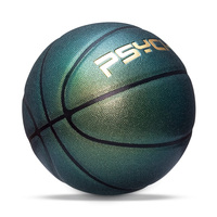 Ballon de basketball Psyche personnalisé avec logo réfléchissant en PU, taille 7, pour hommes, différents angles produisent différents effets - pour une utilisation en intérieur et en extérieur