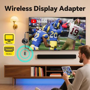 <span class=keywords><strong>Miracast</strong></span> & DLNA รองรับการทำมิเรอร์และสตรีมมิ่งหน้าจอได้ง่ายดองเกิลทีวีไร้สาย4K สำหรับสมาร์ททีวีพีซีและโปรเจกเตอร์ - Product Image 3