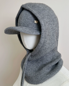 Nouvel ensemble d'hiver pour <span class=keywords><strong>femme</strong></span> : <span class=keywords><strong>cagoule</strong></span> tendance tout-en-un + casquette de baseball en tricot et pull combiné - Product Image 2