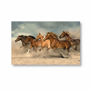 Running Horses Print Canvas Art: Elegant Man Cave <b>Wall</b> <b>Decor</b>,TEMPERED GLASS ART - Product Image 2