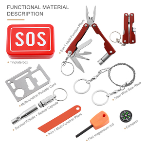 Bochen Camping en plein air randonnée voyage 7 en 1 Kit sac d'urgence en acier inoxydable avec auto-assistance SOS équipement <span class=keywords><strong>survie</strong></span> sur le terrain - Product Image 6