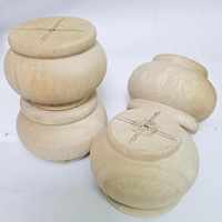 Ensemble de 4 pieds de meubles en bois massif de 2 pouces - Pieds ronds non peints avec plaques de montage
