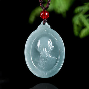 Pendentif Bouddha en Jade Bleu Naturel KHUNPAN, Asie du Sud-Est, UNISEXE, Design Original, Cadeau avec Certificat d'Expertise FG65 - Product Image 1